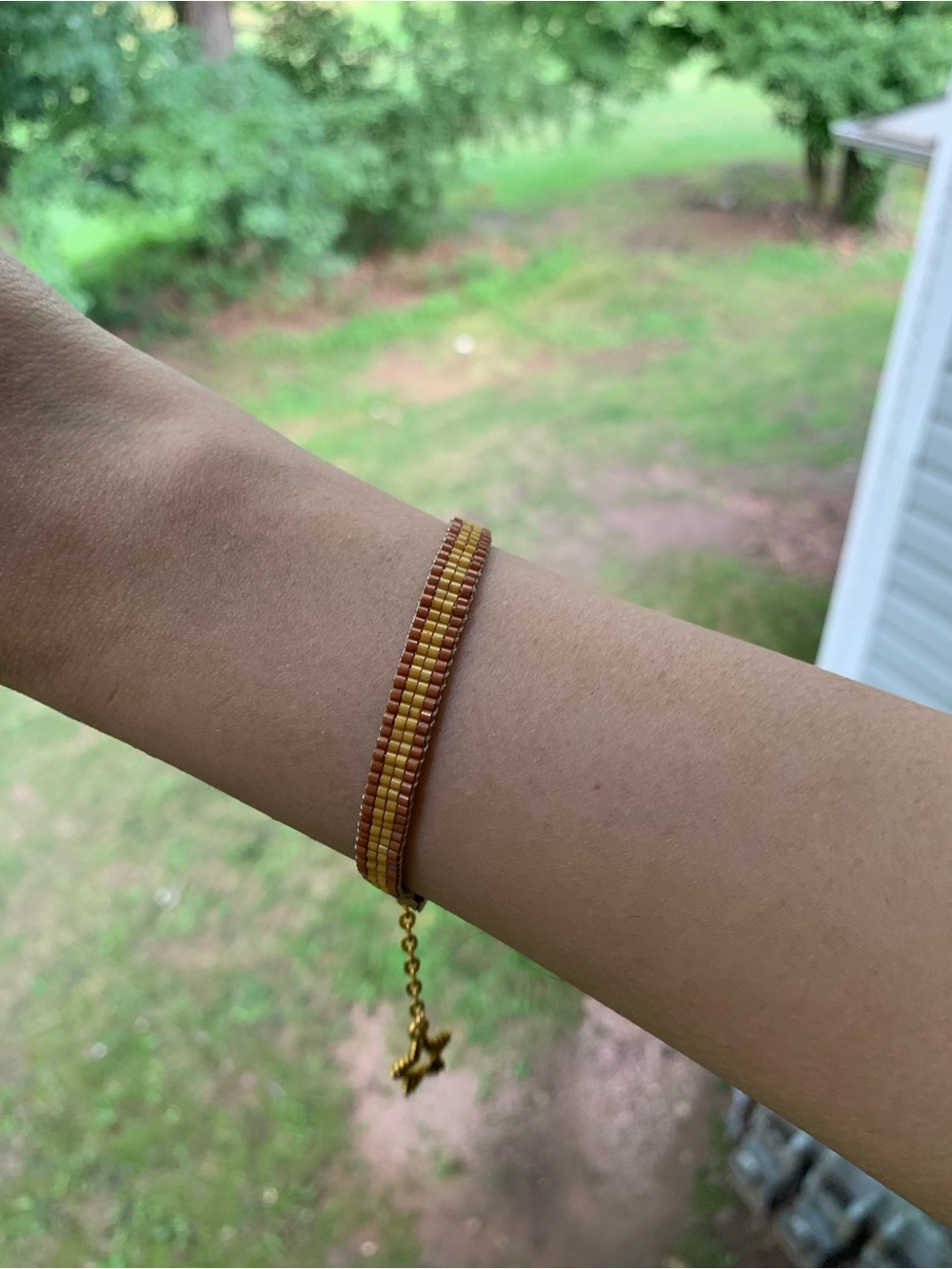 Handcrafted Gold and Brown Seed Bead Bracelet